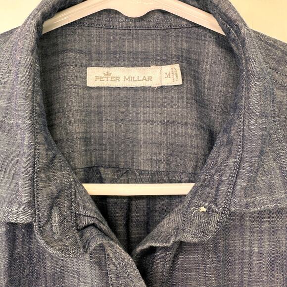 Peter Millar Women's Tunic Blouse Chambray Button Up Size Medium - Picture 6 of 6